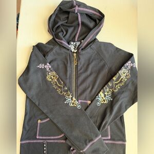 🖤💜YES Black Knit Athleisure Jacket Pants Set NWT👑